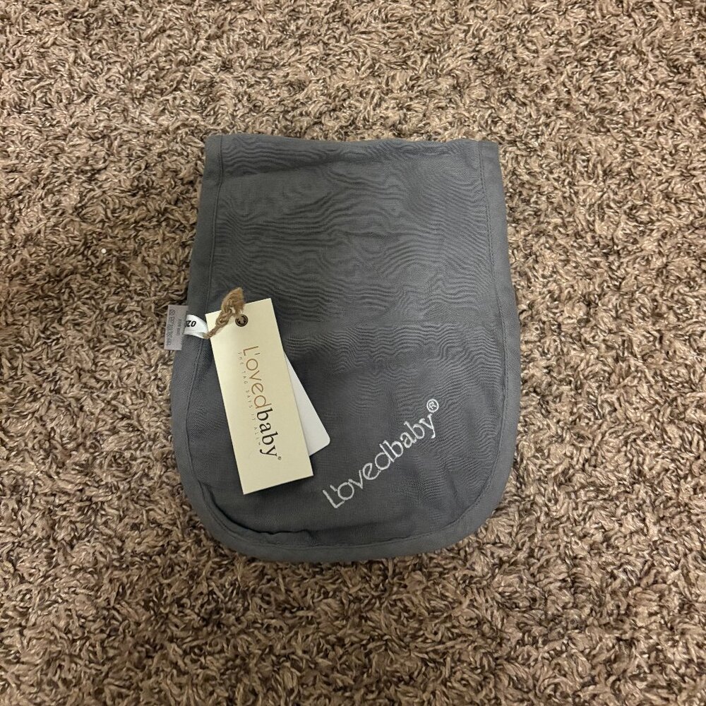 L'oved Baby Organic Reversible Muslin Burb Cloth Solid Gray Gender Neutral NWT